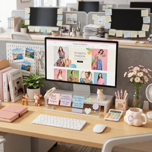 Monitor Memo Board Holder 14"x5", 2pcs Office Organization Memo Holders for Computer Sticky Note Holder, Space-Saving Under Monitor, Movable & Reusable, Screen Saver for Office & Home Desktop Decor