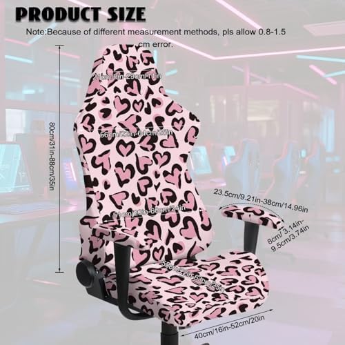 Leopard Print Chair Gaming Chair Covers,Stretchable Soft Non-Slip Easy to Install Gamer Chairs Cover with Armrest