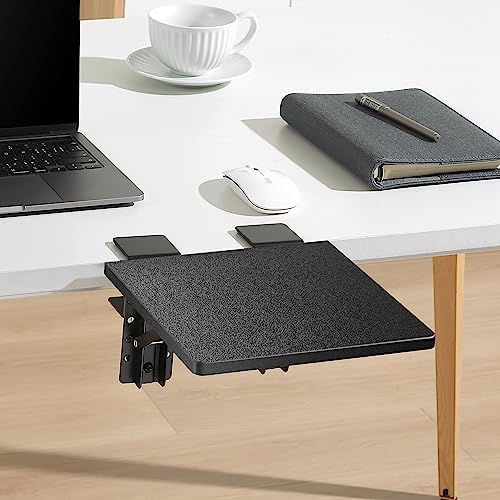 ETHU Compact Foldable Desk Extender Tray with Clamp, 9.4x9, Black