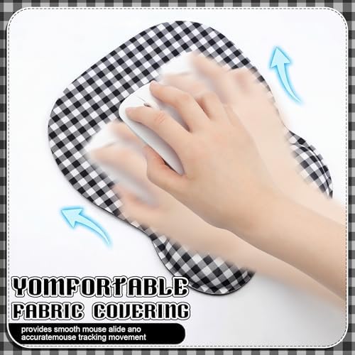 Sabary Black White Gingham Mouse Pad with Wrist Rest Checkered Mouse Pad
