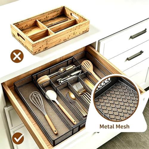 Sedegn Silverware Organizer Metal Mesh, Large Drawer Organizer