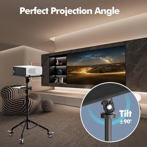 Projector Stand Tripod Laptop Tripod on Wheels with 2 Shelves