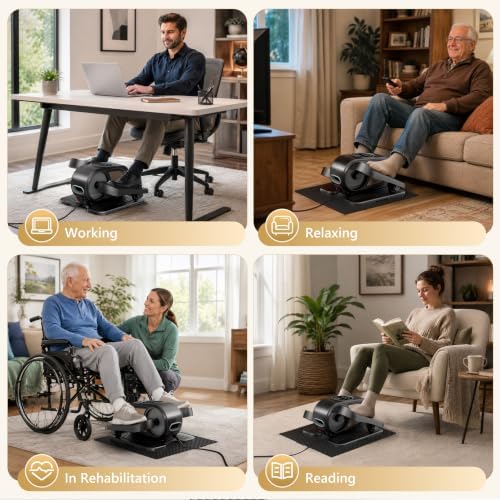 Low Impact Under Desk Elliptical, Leg Exerciser for Seniors Black