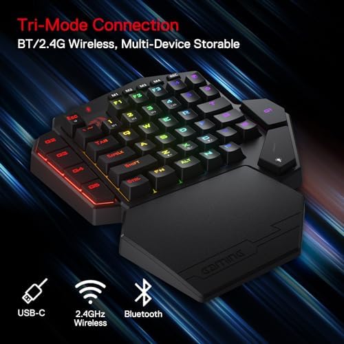 Redragon K585 PRO Wireless One-Handed RGB Gaming Keypad, 42-Key Layout