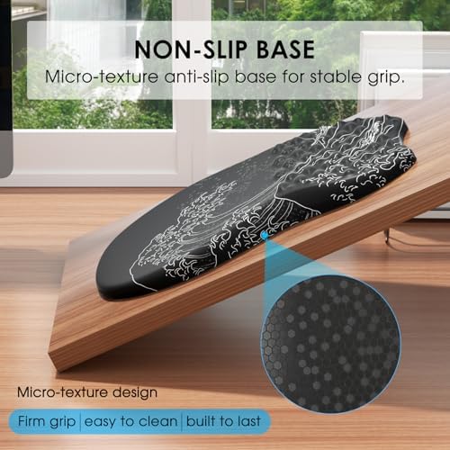 MROCO Ergonomic Mouse Pad with Wrist Support, 11.8 x 7.8 in, Black Kanagawa