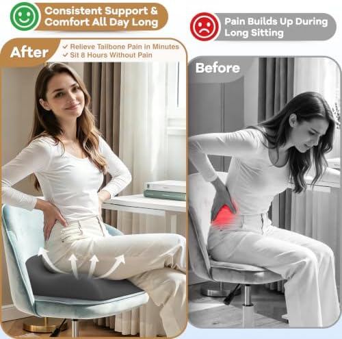 Ergonomic Memory Foam Seat Cushion for Office Chair, Grey