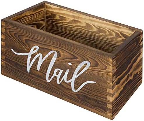 MyGift Rustic Brown Wood Mail Holder, Desktop Organizer with MAIL Design