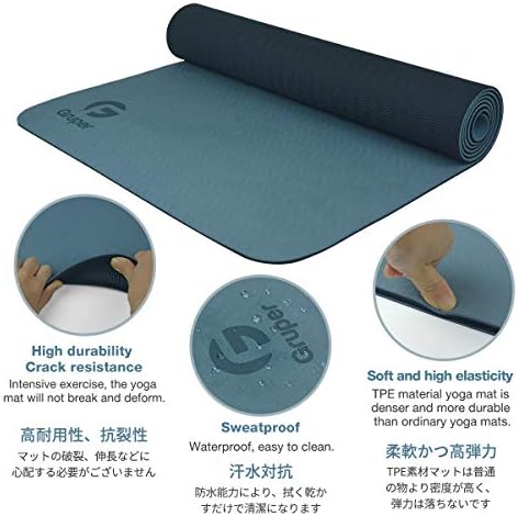 Gruper Yoga Mat Non Slip, Eco Friendly Exercise Mat with Carrying Strap