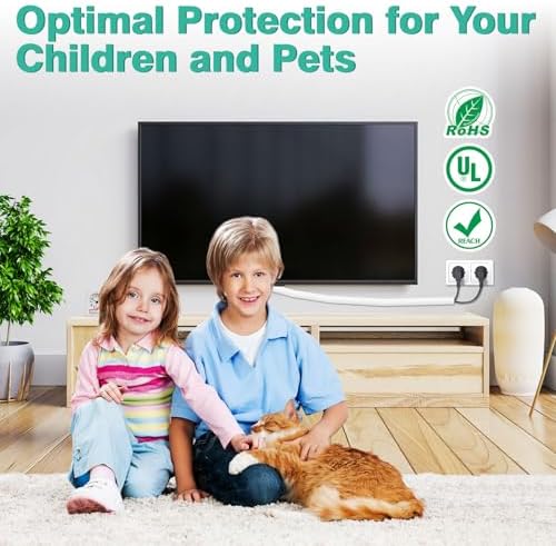 UOMTFAI Dog and Cat Cord Protector 10ft - 1/2inch, Flexible Cable Sleeve for Easy Cord Management, Protects Cables from Pets Chewing, Ideal for USB, Power, Audio and Video Cords - White