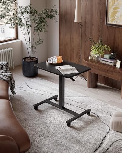 YIHAYO 24 x 16 Inches Mobile Small Standing Desk with Wheels, Black