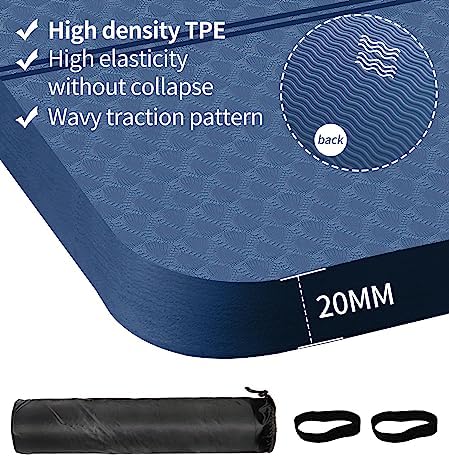 nuveti Large Exercise Mat - 15mm/20mm/30mm Thick Yoga Mat | Workout Mat for Fitness, Yoga, Pilates, Stretching & Floor Exercises for Women & Men with Free Carrying Bag