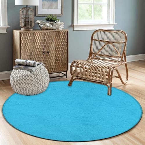 Home Decor Non Slip Kitchen Office Circle Rug, Machine Washable Modern Round Area Rug, Room Sofa Yoga Soft Round Carpet Blue, 24inch