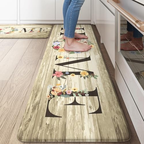 KIMODE Kitchen Floor Mats Cushioned Anti Fatigue Comfort Standing Mat 2PCS
