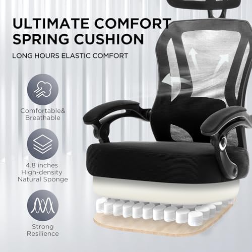 Ergonomic Office Chair with Footrest,Ultra Thick Desk Chair,Black
