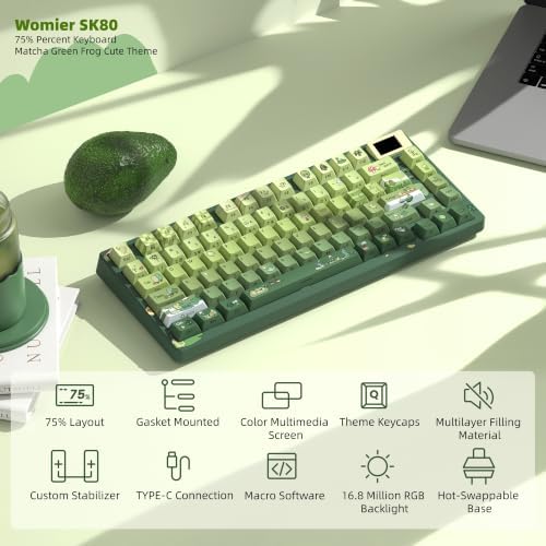 Womier SK80 75% Keyboard with Color Multimedia Display Mechanical Keyboard