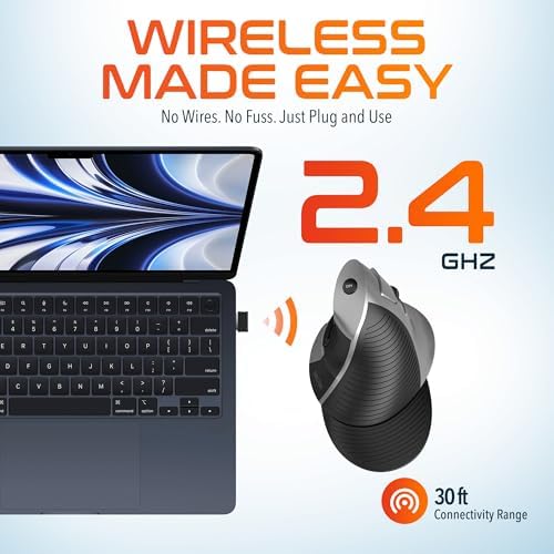 Delton S22 Vertical Wireless Mouse, Ergonomic Design, 2.4G USB Dongle