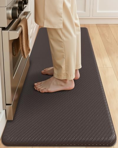 Color&Geometry Antifatigue Kitchen Mat for Floor 20x47-3/4 in Thick, Brown