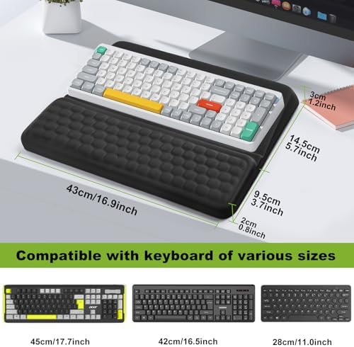 Wrist Rest with Keyboard Stand, Ergonomic Keyboard Riser Holder with Memory Foam Wrist Support Pad, Desk Cushion Easy Typing for Home Office Laptop Computer Gaming, Black