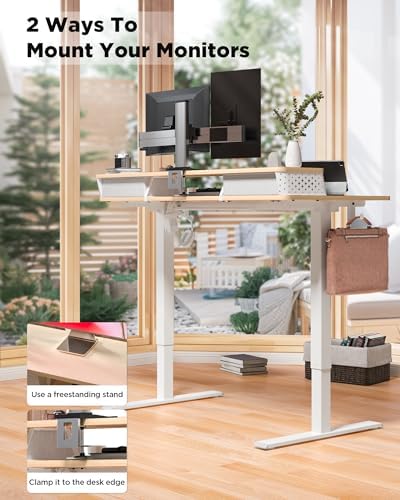 FiCiHi 40x24 Inch Electric Standing Desk, 2 Drawers, Adjustable Height Desk