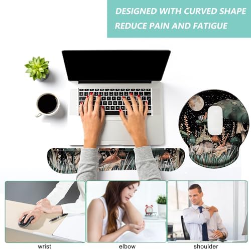Keyboard Wrist Rest Pad Mouse Pad with Wrist Support Set of 3, Mousepad with Non-Slip Rubber Base, Ergonomic Memory Foam Mouse Wrist Cushion Support for Home Office Laptop Computer Gaming, Snail
