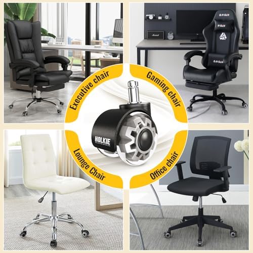 HOLKIE Office Chair Wheels Set of 30 Replacement 2 Inch Dual Casters - Universal Fit 11mm Rubber Smooth Quiet Rolling Casters - for Hardwood Floors Carpet Computer Grey