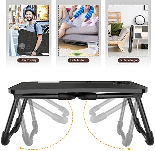 Zapuno Laptop Lap Desk, Foldable Laptop Table Tray with 4 USB Ports Storage Drawer and Cup Holder, Lap Bed Desk Notebook Stand Laptray Portable Standing Table for Bed Couch Floor