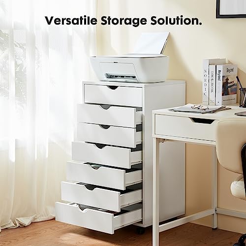 OLIXIS 7 Drawer File Cabinet on Wheels, Printer Stand