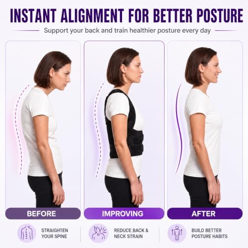 NEW 2026 Posture Corrector for Women & Men – Adjustable Back Brace for Daily Posture Support, Helps Improve Alignment & Reduce Slouching, Breathable Upper & Lower Back Support Lumbar for Office Work, Sitting & Daily Wear