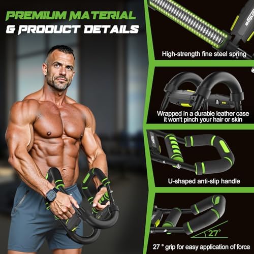Twister Arm Trainer for Men, Chest Workout Equipment 5-Level Adjustable (40-130lb) with Ergonomic 27° Targets Biceps/Clip/Thigh, Portable Exerciser for Home Gym Travel Fitness
