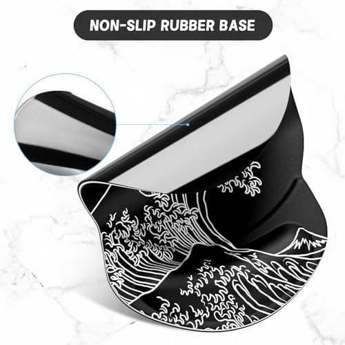 ITNRSIIET Ergonomic Mouse Pad with Gel Wrist Support Small Wrist Rest Smooth Surface Non-Slip PU Base Comfortable Office Supplies Pain Relief, 8.7 x 7.2 inches, Rolling Wave