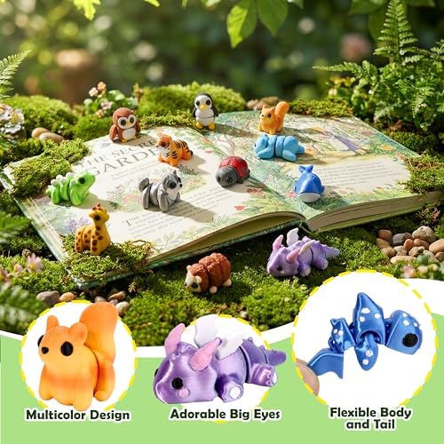 40PCS Mini 3D Printed Animals, Articulated Fidget Toys for Kids