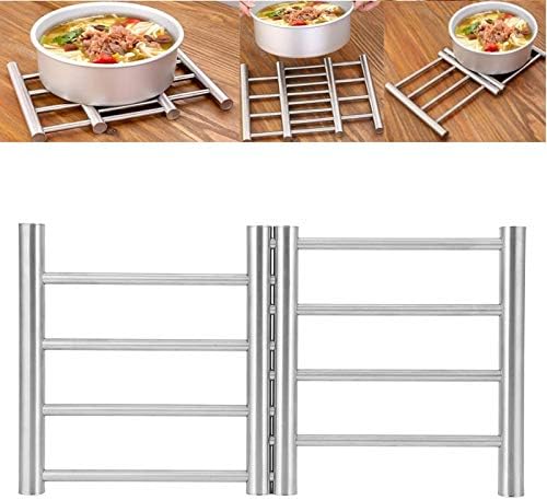 Stainless Steel Trivets, Rectangular Trivets Heat Resistants Pot Trivets Retractable Hot Pan Stand Multi-Purpose Food Placemat Holder Table Mat Kitchen Trivets for Hot Dishes