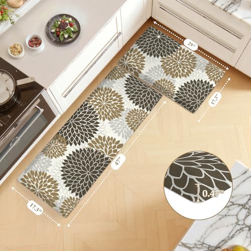 KIMODE Anti Fatigue Mats for Kitchen Floor Cushioned Kitchen Rugs Sets of 2