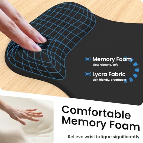 AKIT Ergonomic Mouse Pad and Keyboard Wrist Rest Set,Memory Foam,Black