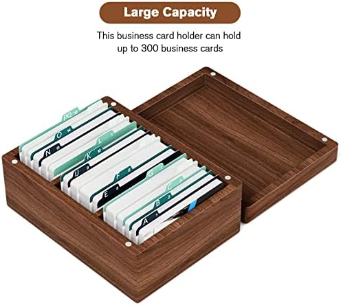 MaxGear Walnut Wood Business Card Organizer for 2.2" x 3.5" Cards