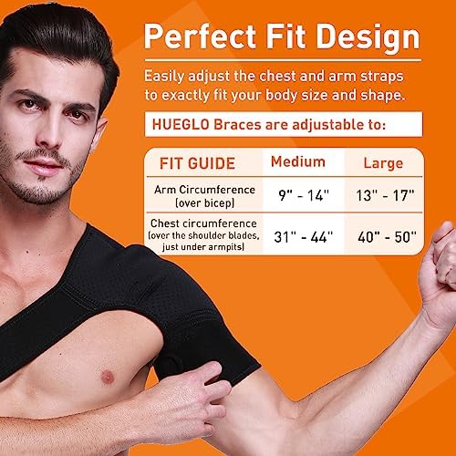 HUEGLO Left Shoulder Brace for Men Women Rotator Cuff Tear,Sports,Large