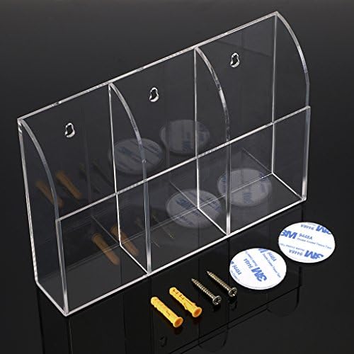 Hipiwe Wall Mount Remote Control Holder Acrylic Media Organizer, 3 Slots