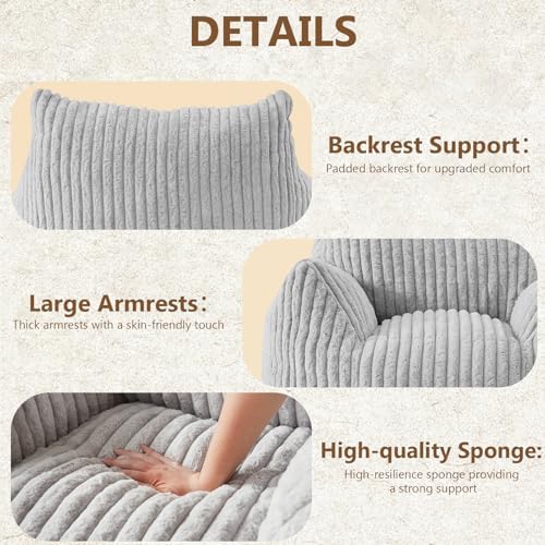 Achicsofar Bean Bag Chair for Adults Teens, Giant Faux Fur Beanbag Armchair