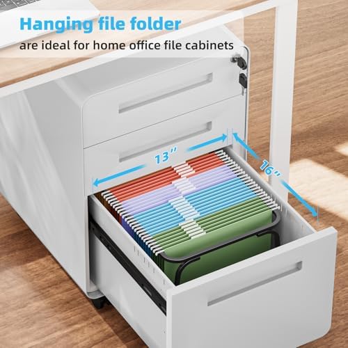 Marbrasse Hanging File Folder Frame, Adjustable Letter Size File Holder 16-25 Inches, Metal File Cabinet Rails for Office, Home, School, Black