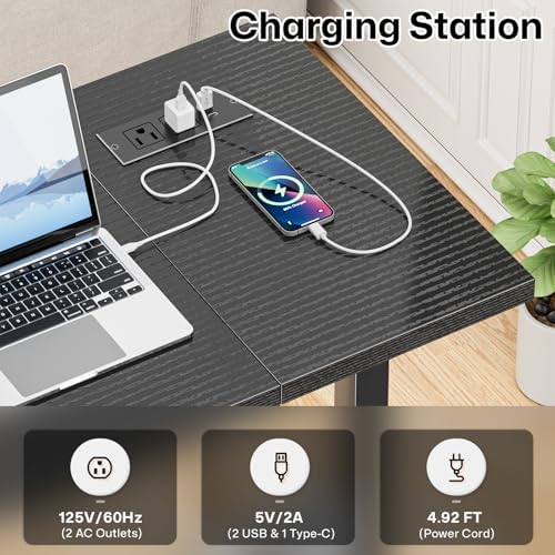 Small Mobile Standing Desk: 5-in-1 Charging Station - Power 5 Devices