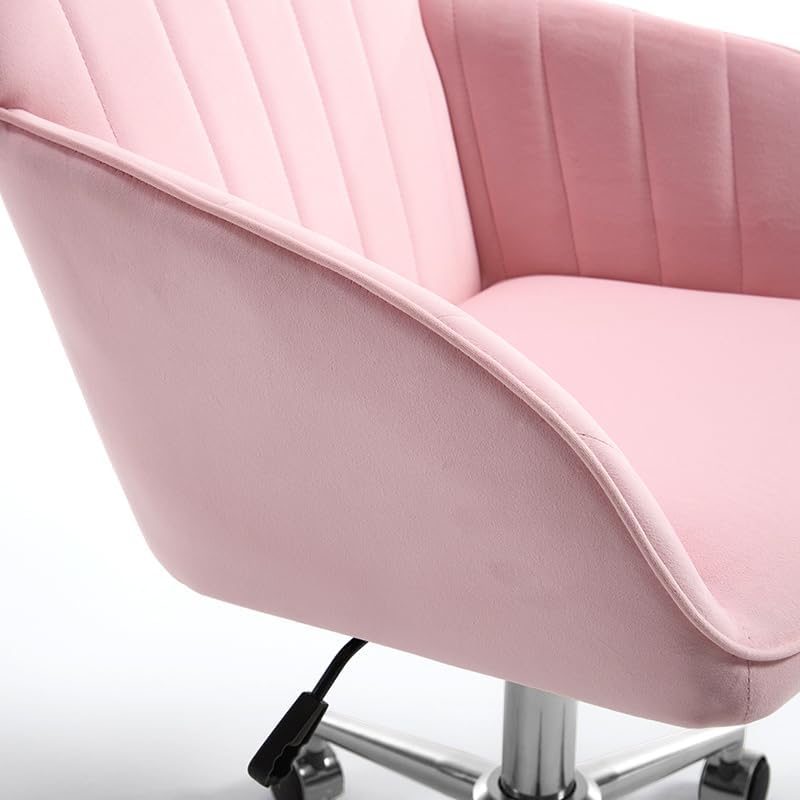 Ergonomic Home Office Desk Chair with Memory Foam and Silver Base, Pink