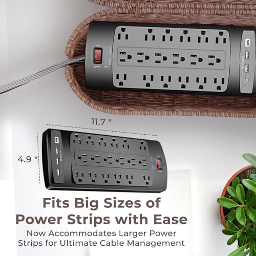 Cable Management Box, Handmade Rattan Cord Organizer for Power Strip