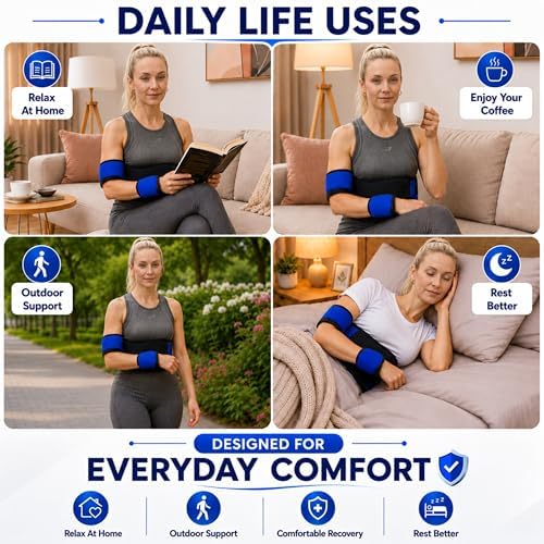 Wonder Care Left Right Shoulder Immobilizer Arm Sling Elastic Brace for Clavicle Collar Bone Dislocation Subluxation Shoulder stabilizer Compression Brace After Rotator Cuff Surgery Sling (Neo Blue_28"-38")