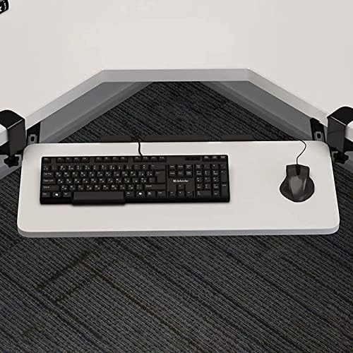 Keyboard Stand for Corner L Shaped Desk - Slide Out Tray with Hidden Drawers - No Drilling Needed - Swivel Clips - 3 Color Options