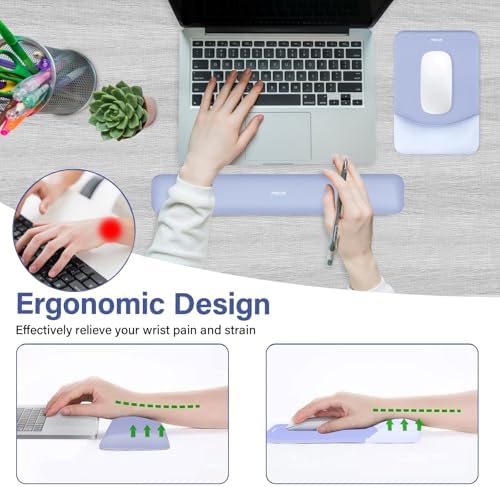 MOSISO Wrist Rest Support Mouse Pad & Keyboard Set, Slate Blue