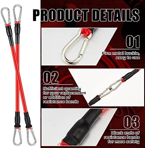 Liliful 8 pcs Resistance Bands for Working Out Additional Exercise Bands for Replacement Workout Equipment Elastic Stretch Legs Ankle Straps for Men Women Strength Training Fitness Gym Home, Red