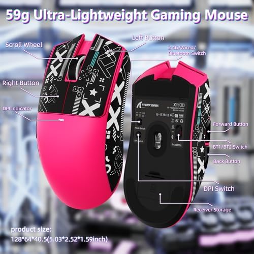ATTACK SHARK X11 SE Tri Mode Lightweight Wireless Gaming Mouse-Berry Red