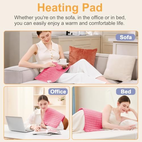 Heating Pad,Electric Heating Pads,Heating Pad for Back,Fuchsia,24x12 Inch