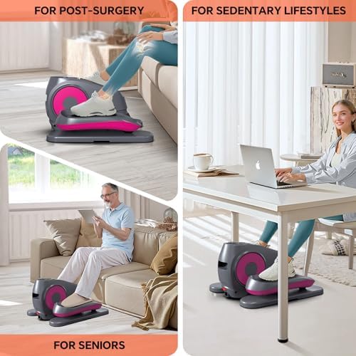 Under Desk Elliptical Machine, 16-Speed Electric Elliptical Leg Exerciser as Seen on TV for Seniors, Quiet Portable Seated Pedal Exerciser for Home Office with Auto & Manual Modes, and Remote Control