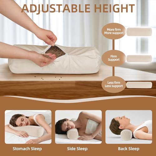 Adjustable Buckwheat Neck Pillow - Cervical Roll to Relieve Tension